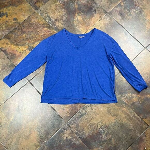 Zella Blue Long Sleeve Crew Neck Top 2X - Picture 3 of 11